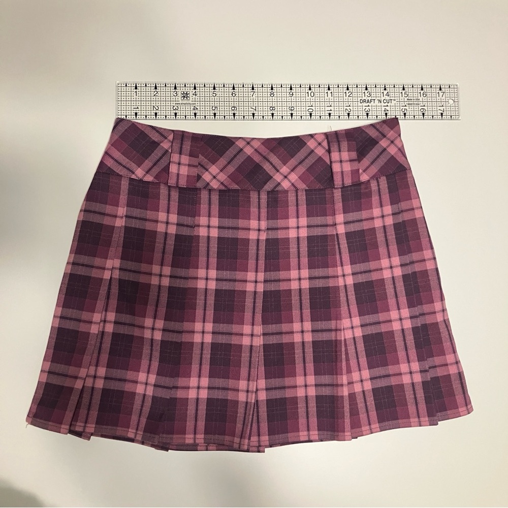 Purple & Pink Plaid Pleated Schoolgirl Skirt - Picture 10 of 12